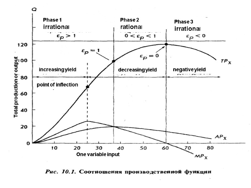 The production as some function of the level of output depending on one variable